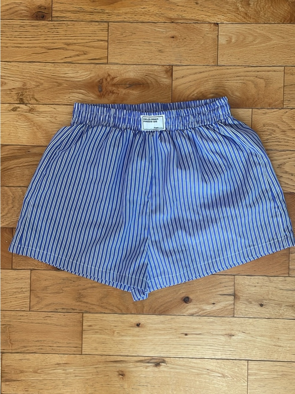SHEIN Blue & White Striped Elastic Waist Shorts